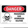 Signmission OSHA Danger Sign, 10" Height, 14" Width, Poisonous Gas Hydrogen Sulfide With Symbol, Landscape OS-DS-D-1014-L-1534